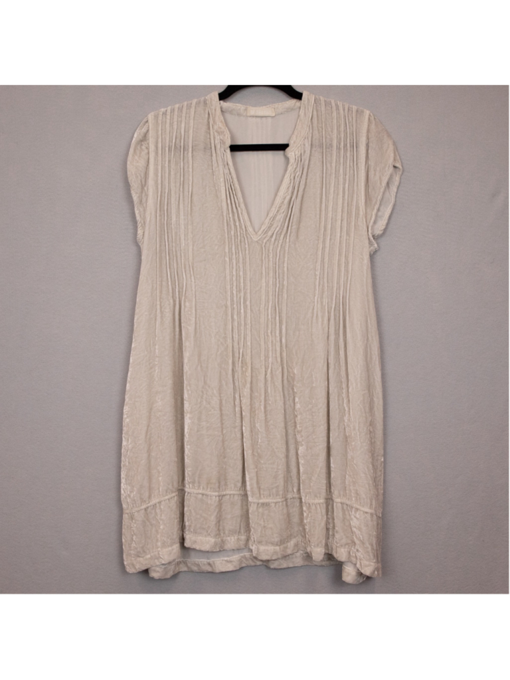 CP Shades Regina beige velvet short sleeve tunic top-S